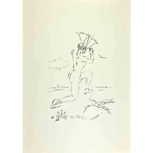 Archer is an artwork realized by Filippo De Pisis (1896, Ferrara - 1956, Milano) in the 1960s. Black and white lithograph....