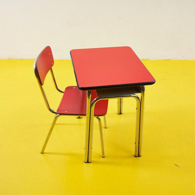 Vintage Red Desk and Chair, Set of 2 For Sale - Image 5 of 5