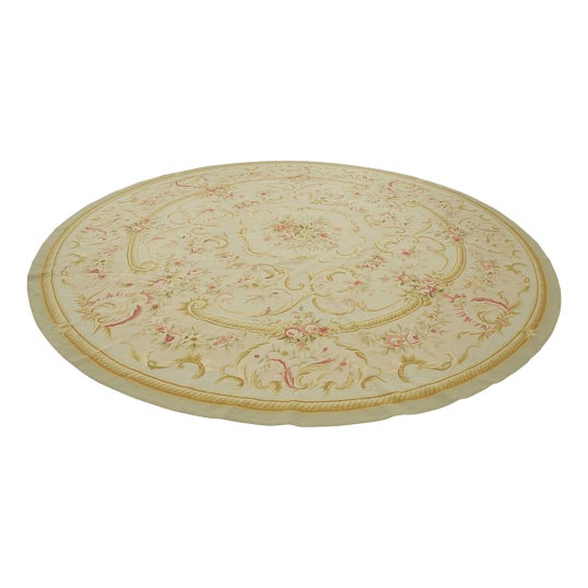 Beige Aubusson Kilim Rug, 1990s For Sale