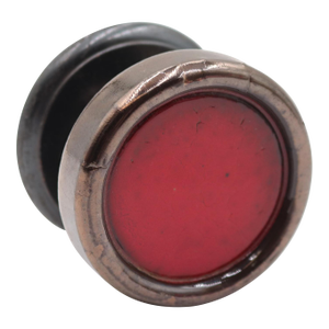 Vintage Red Center Pewter Brass Dummy Door Knob