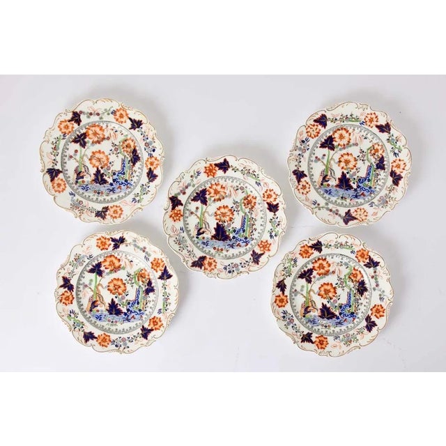 English Stoneware Plates in Japanese Style Kakiemon Tiger, Set of 5 For Sale - Image 3 of 3