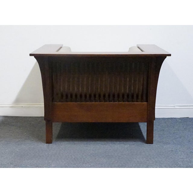 Wood Stickley Furniture Solid Quarter Sawn Oak Mission Arts & Crafts Style 42" Accent Arm Chair For Sale - Image 7 of 8
