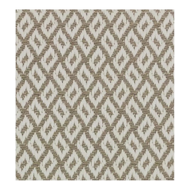 Designer Water & Stain Resistant Polypropylene Indoor Outdoor Beige Cream Diamond Upholstery Fabric For Sale