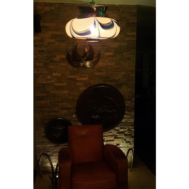 Mid-Century Modern Pendant Lamp in Blue Glass and Chrome from Mazzega, Italy, 1960s For Sale - Image 3 of 18