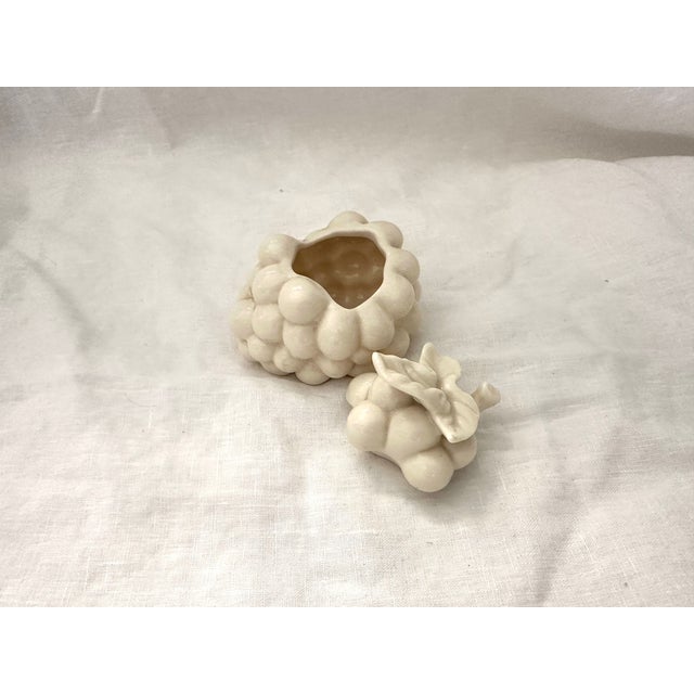 1980s Vintage White Grape Cluster Sugar Bowl For Sale - Image 5 of 8