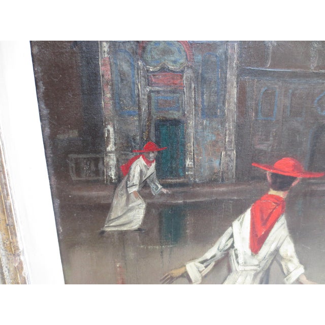 Iceskating Cardinals Under the Moon at the Cathedral by Louis Bosa For Sale - Image 4 of 11