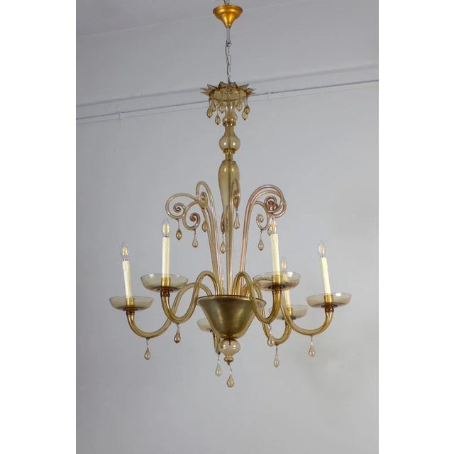 Amber Hand Blown Glass Chandelier by Venini, 1950s For Sale - Image 12 of 13