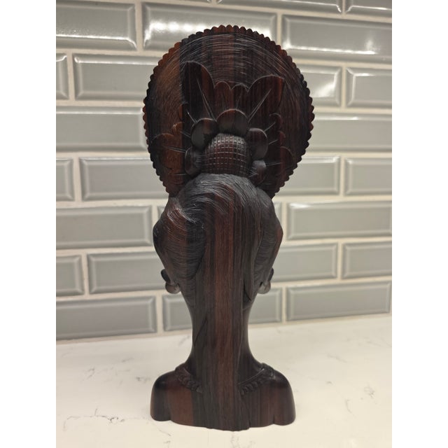 Mid 20th Century Art Deco Balinese Modernist Macassar Ebony Portrait Bust Sculpture For Sale In Phoenix - Image 6 of 12