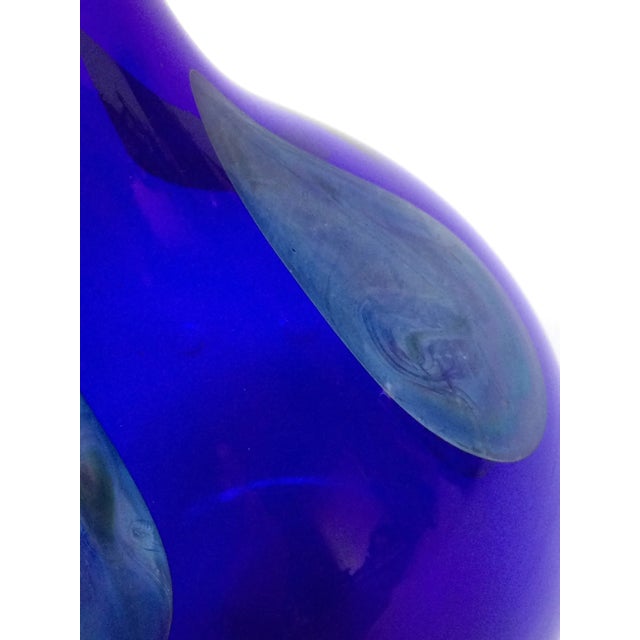 1970’s Harkness Hand Blown Cobalt Blue Glass Vase For Sale - Image 9 of 13