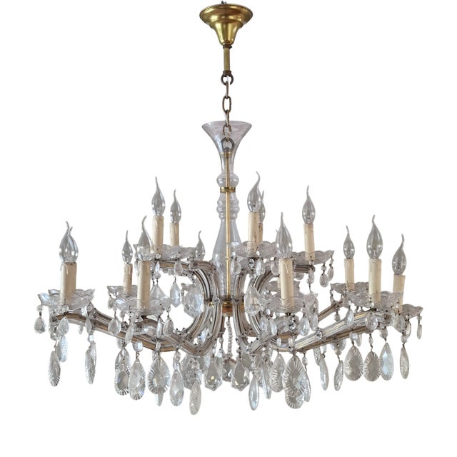 Large French Crystal Chandelier, 1930s For Sale