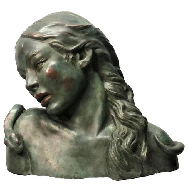 Metal Fall of Eve, Art Deco Multi-Color Patinated Bronze Sculpture, ca. 1920 For Sale - Image 7 of 7