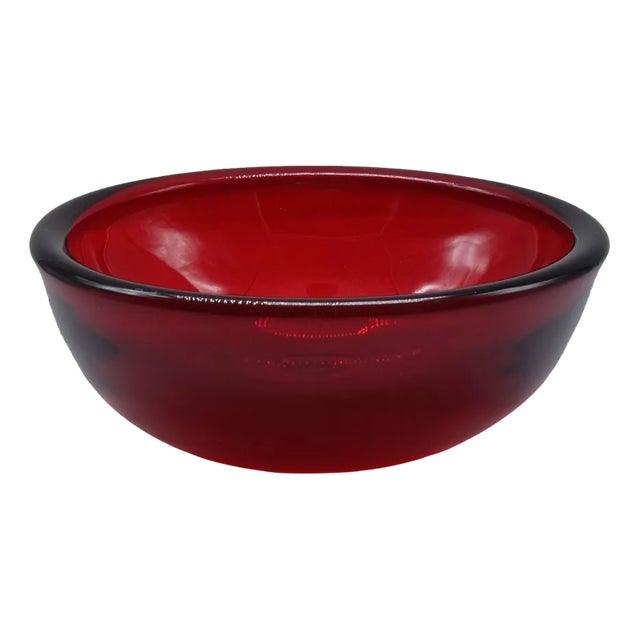 Midcentury Modern Ruby Red Murano Glass Bowl, 1970s For Sale