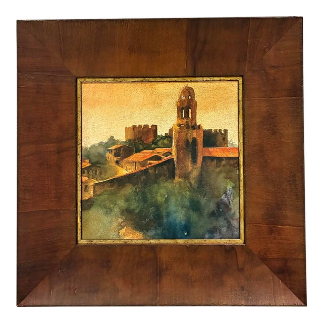 Roma Moulding Tuscan Village Bell Tower Landscape Framed Wall Art For Sale