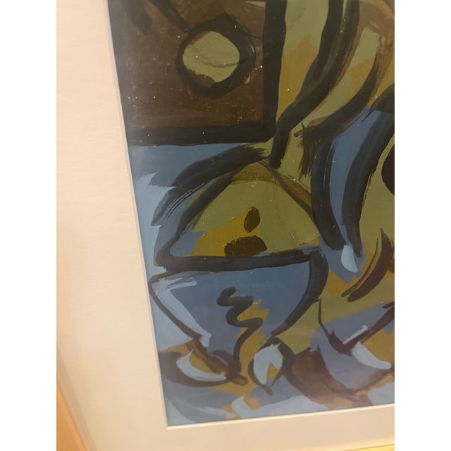 Abstract Vintage Abstract Painting Acrylic on Paper For Sale - Image 3 of 6