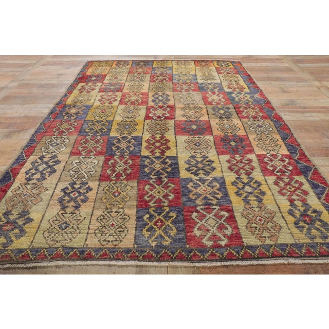 Tan Vintage Turkish Oushak Rug - 05'01 X 08'00 For Sale - Image 8 of 10
