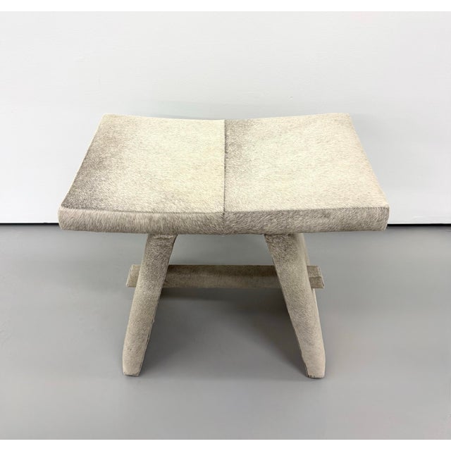 Contemporary Late 20th Century Contemporary Cowhide Low Stool For Sale - Image 3 of 8