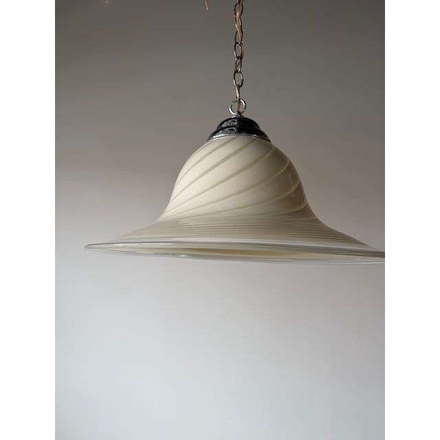 1980s 1970’s Italian Murano Glass Swirl Pendant Lamp Attributed to Venini For Sale - Image 5 of 12