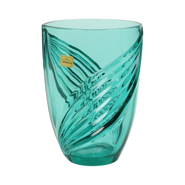 Vintage Turquoise Blue Glass Vase from Luminarc France, 1980s For Sale - Image 12 of 12
