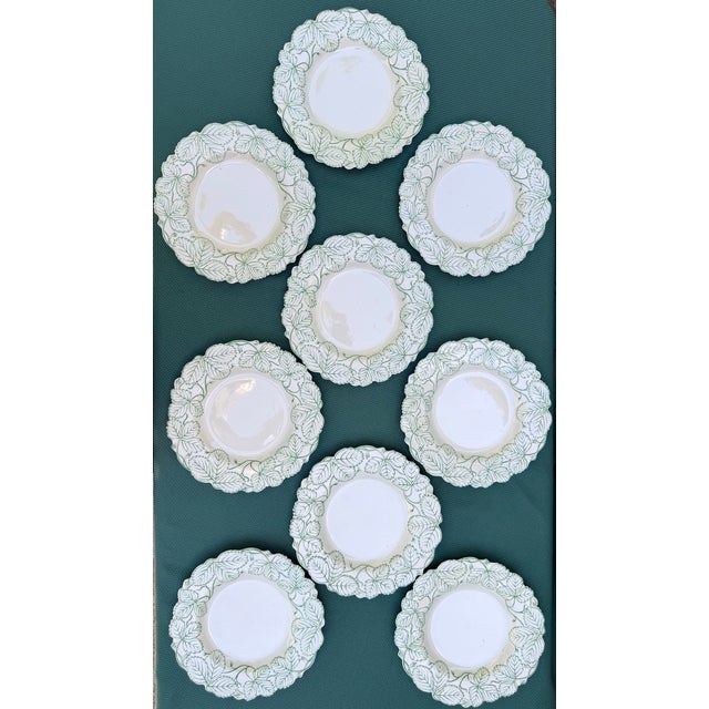 English Set of 9 Minton Pottery, Uk 9" Plates - "Wild Strawberry Leaves" Pattern For Sale - Image 3 of 8