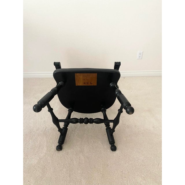 Ethan Allen Baumritter Stunning Black Windsor Comb Back Armchair Mid 20th Century Excellent Condition For Sale In Denver - Image 6 of 17