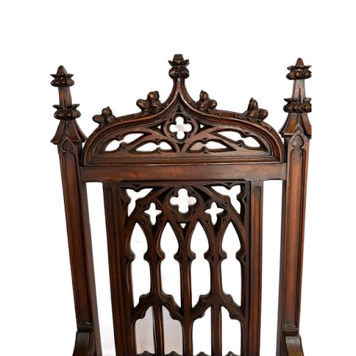 Two Gothic Reproduction Chairs. Walnut Wood