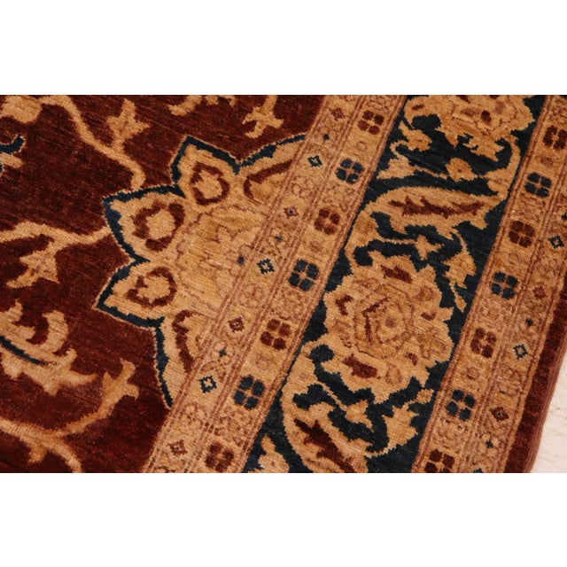 Brown Oriental Ziegler Brown Blue Hand-Knotted Wool Rug - 8'1'' X 11'1'' For Sale - Image 8 of 8