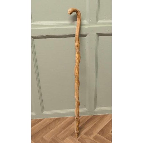 Hand Carved Wooden Cobra Walking Stick This Carved piece is made in sycamore, it has been made from 2 pieces joined near...