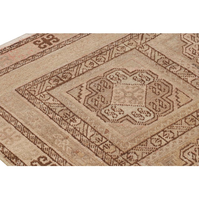 Traditional Hand-Knotted Antique Khotan Rug Beige Brown All Over Medallion Pattern For Sale - Image 3 of 7