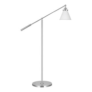Chapman & Myers by Visual Comfort Studio Wellfleet Cone Floor Lamp, Matte White & Polished Nickel For Sale