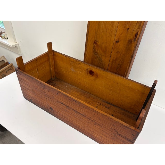 Early American Primitive Pine Lift-Top Storage Box | 19th Century Farmhouse Blanket or Document Box For Sale - Image 11 of 15