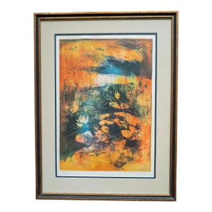 Mid-Century Modern Abstract Lithograph Print by Hoi Lebadang