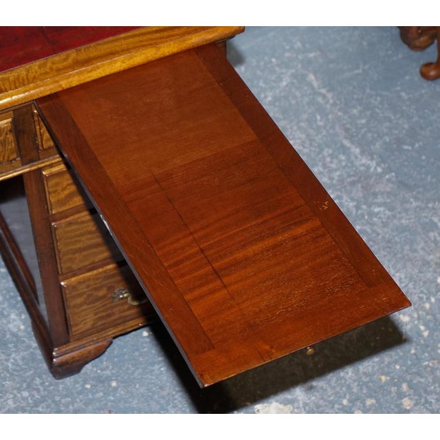 Animal Skin Antique Twin Pedestal Desk with Hand Dyed Red Leather Top from Hobbs & Co London For Sale - Image 7 of 18