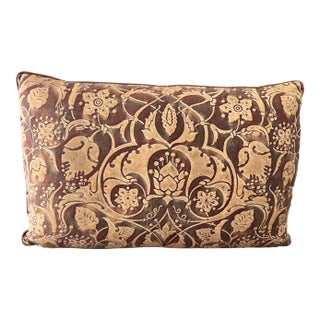 Vintage Italian Fortuny Fabric Pillow Cover With Welting - 14 X 20 For Sale