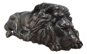 Reclining Bronze Lion Sculpture, 1880s