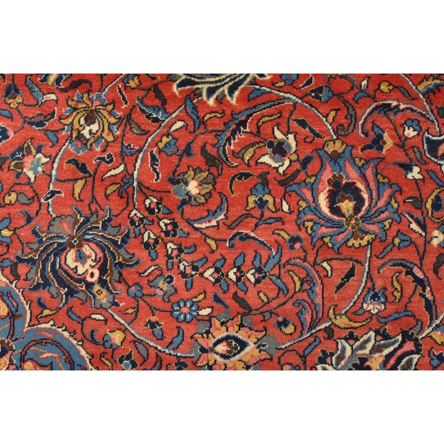 Sarouk Rug 9’10” X 13’2” Red Wool Vintage Traditional Hand-Knotted Carpet For Sale - Image 11 of 15
