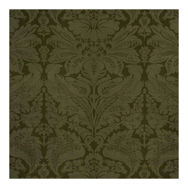 Schumacher Cordwain Velvet Fabric in Olive For Sale