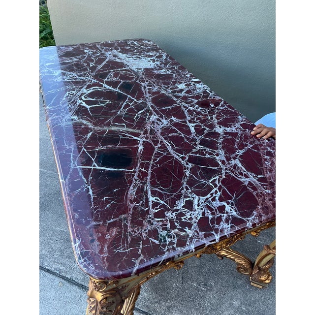Rococo Vintage 19th Century Rococo Parcel Gilt Wood Console Table For Sale - Image 3 of 12
