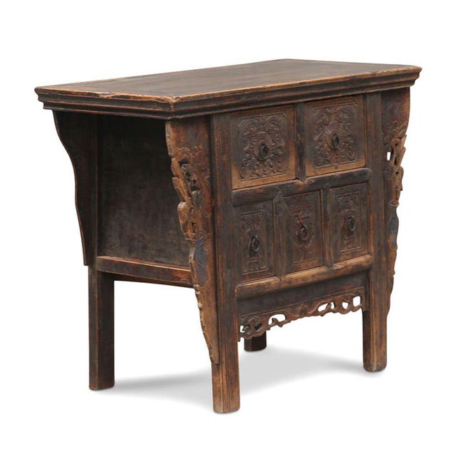 Wood Antique Chinese Carved Elm Chest For Sale - Image 7 of 7