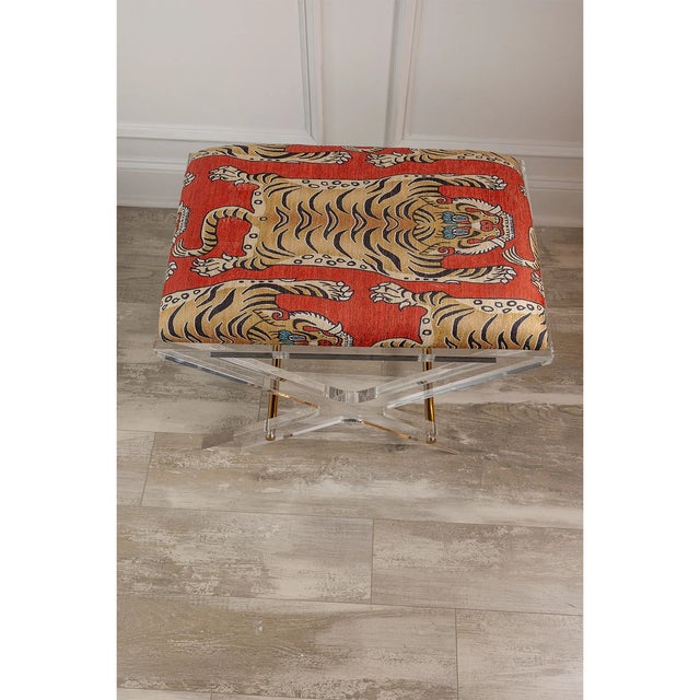 Gold Delano Gold Tiger Lucite X-Bench For Sale - Image 8 of 9