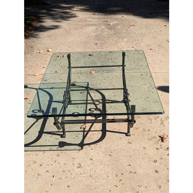 Late 20th Century Attributed to Paul Ferrante "Emilio" Giacometti Style Coffee Table in Hammered Wrought Iron For Sale - Image 5 of 9