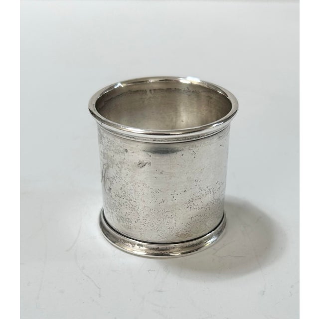 Antique Sterling Silver Napkin Ring With Script Monogram For Sale - Image 4 of 8