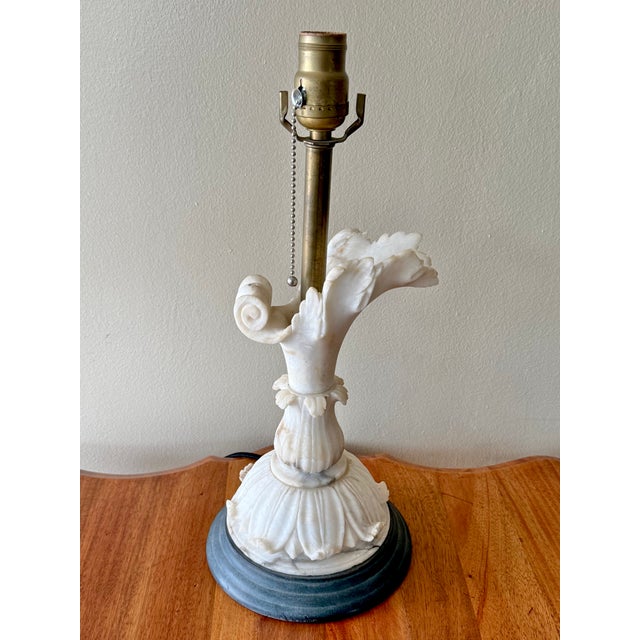 Antique Neoclassical Carved Alabaster Lamp, Rewired For Sale - Image 12 of 12