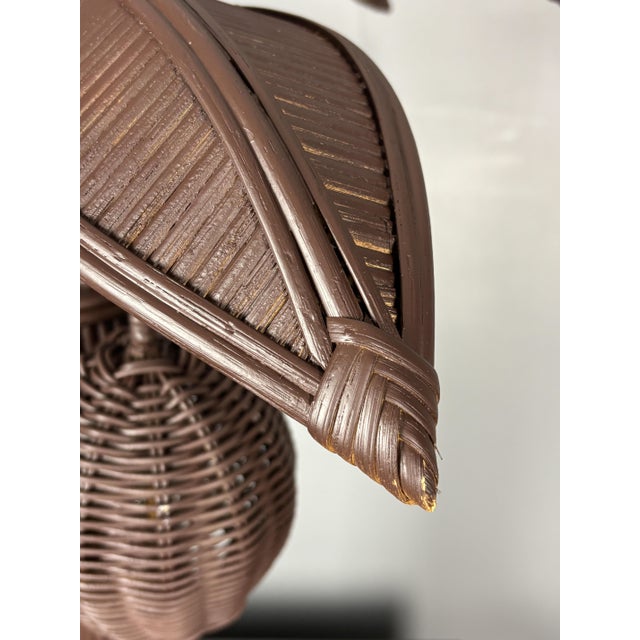Pencil Reed Rattan Palm Tree Table Lamp in the style of Mario Lopez Torres, 1970s For Sale - Image 16 of 17