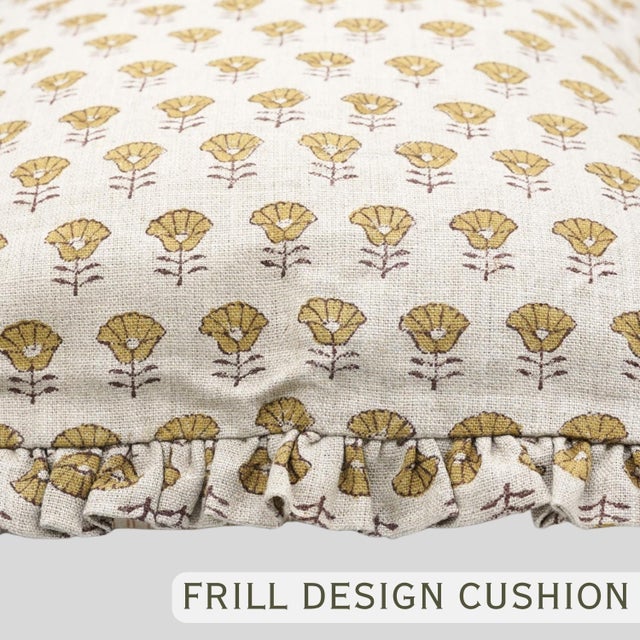 Artisan Thick Linen Ruffle Pillow Cover Elegant Frill Cushion for Home Décor- 14x20 Inch Kohinoor For Sale - Image 6 of 6