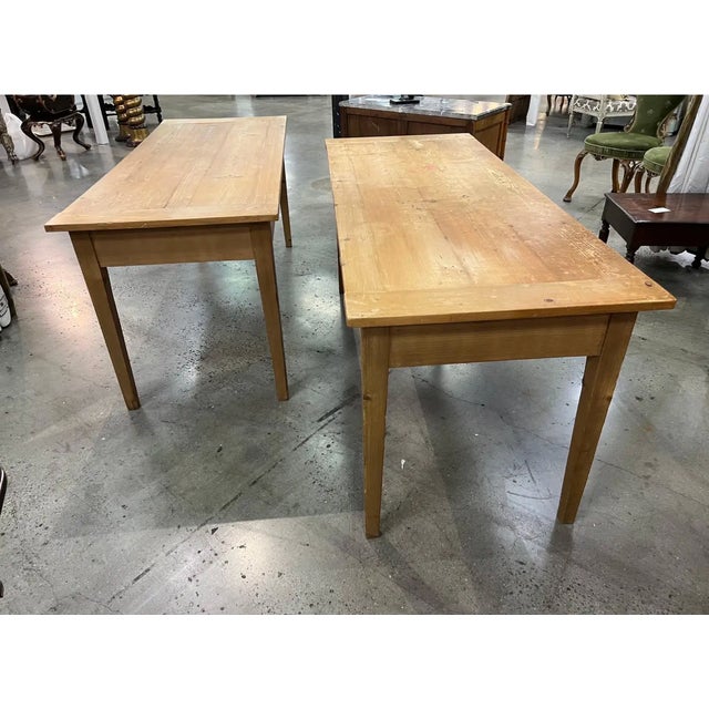 Brown Late 19th Century Pair of English Stripped Pine Tables 'Sold Individually' For Sale - Image 8 of 10