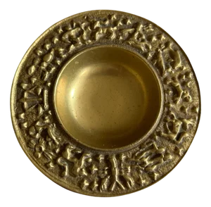 Vintage Mid-Century Danish Brass Zodiac Bowl from Nordisk Malm, 1950s