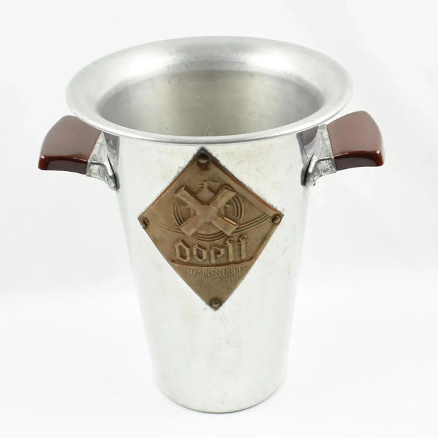 Tall Aluminum Advertising Ice Bucket Wine Cooler, France 1950s For Sale - Image 11 of 11