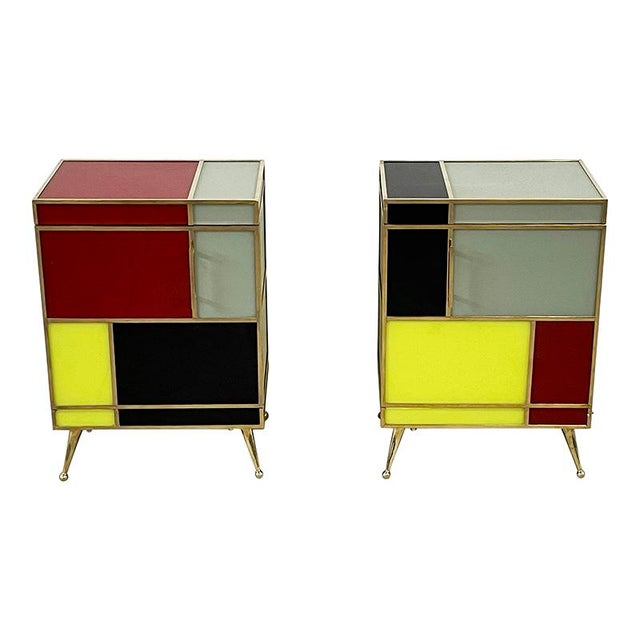 Metal Stained Glass Bedside Tables, 1980s, Set of 2 For Sale - Image 7 of 7