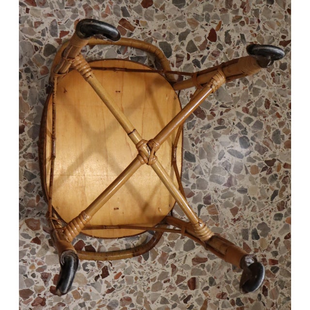 Oval Bamboo and Vienna Straw Trolley with Double Handle, 1970s For Sale - Image 6 of 14