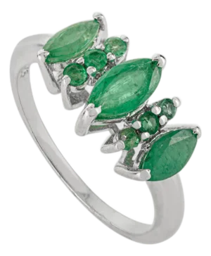 925 Silver Natural Emerald Birthstone Stacking Ring for Women - Size 7
